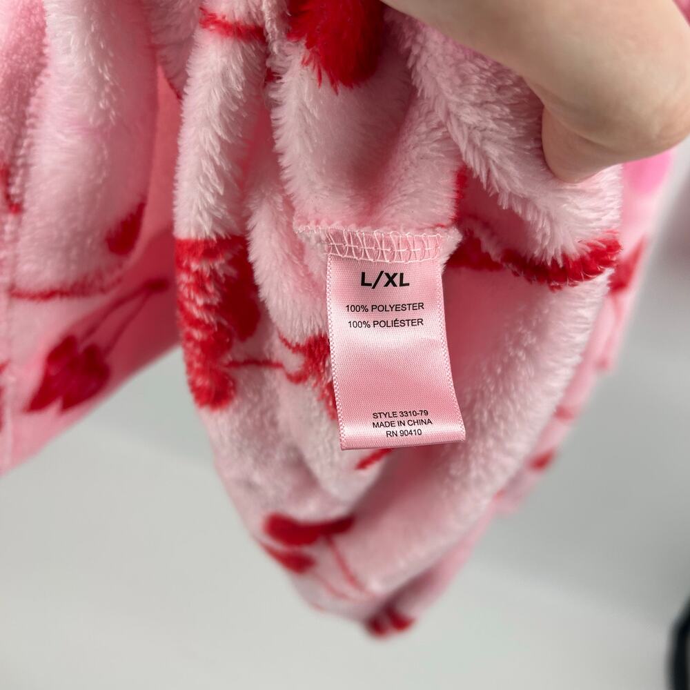 Womens Pink Red Juicy Couture AOP Cherries Cherry Luxe Plush Sleepwear Robe L/XL - Picture 5 of 9
